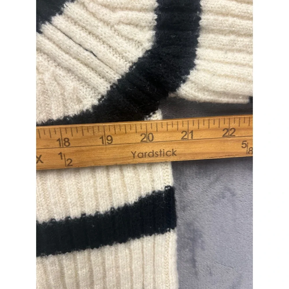 Love Change Italy Quarter Zip Sweater Womens XL Cream Black Striped Ribbed - Picture 3 of 8